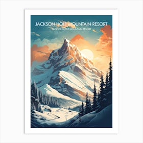 Poster Of Jackson Hole Mountain Resort   Wyoming, Usa, Ski Resort Illustration 0 Art Print