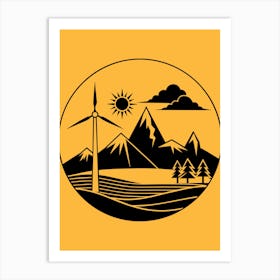 Wind Turbines In The Mountains Art Print