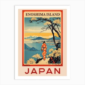 Enoshima Island, Visit Japan Vintage Travel Art 4 Poster Art Print