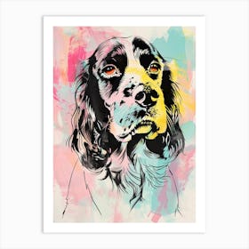 Springer Spaniel Dog Pastel Line Illustration  4 Art Print