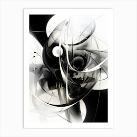 Quantum Entanglement Abstract Black And White 2 Art Print