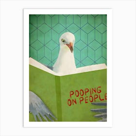 Cute Pigeon Bird Animal Funny Toilet Bathroom Humor Cheeky Laundry Art Print
