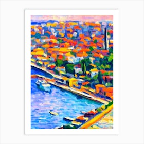 Port Of Haifa Israel Brushwork Painting harbour Art Print