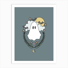 Cute Ghost | Dusty Pine Green Art Print