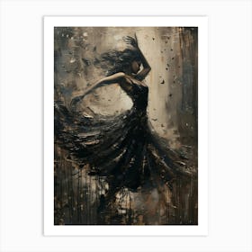 Dancer In Black Dress Art Print