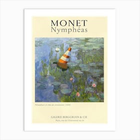 Claude Monet Parody - Waterlilies & Traffic Cone Art Print