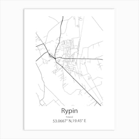 Rypin,Poland Minimalist Map Art Print