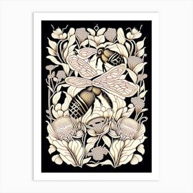 Buzzing Bees 1 William Morris Style Art Print