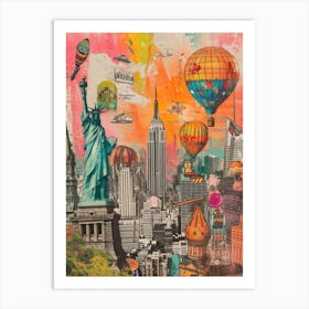 New York   Retro Collage Style 1 Art Print