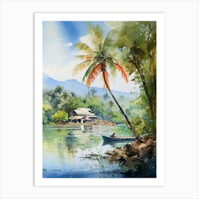 Tirta Gangga Indonesia Watercolour Painting 2  Art Print