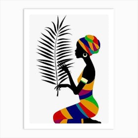 African Woman With Palm Leaf Art Print