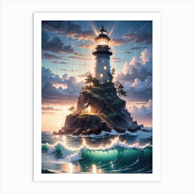 A Lighthouse In The Middle Of The Ocean 75 Art Print