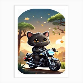 Cat On A Motorcycle 2 Art Print