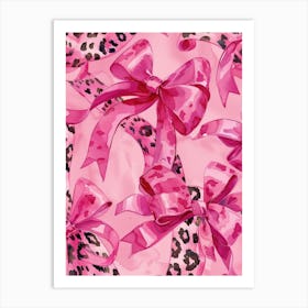 Pink Animal Print Bow Pattern Art Print