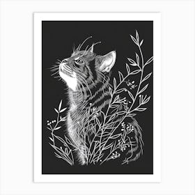 American Shorthair Cat Minimalist Illustration 3 Art Print