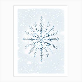 Winter Snowflake Pattern, Snowflakes, Minimalist Watercolour 4 Art Print