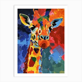 Giraffe Portrait Oil Painting Inspired 3 Art Print