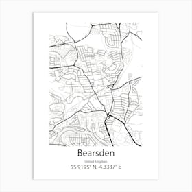 Bearsden,United Kingdom Minimalist Map Art Print