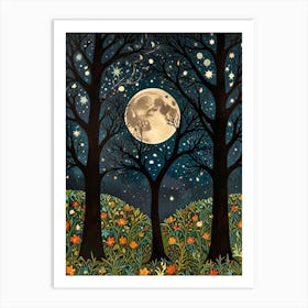 William Morris Moonlight In The Woods 2 Art Print