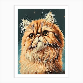 Persian Cat Relief Illustration 1 Art Print