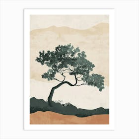 Teak Tree Minimal Japandi Illustration 2 Art Print