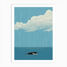 Orca Whale In The Rain Minimalist Art Print