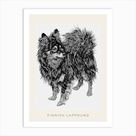 Finnish Lapphund Dog Line Sketch Poster Art Print