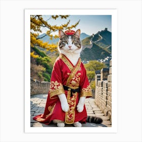 Whisker Wonders of the World Great Wall Cat Art Print