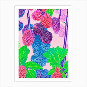 Marionberry Risograph Retro Poster Fruit Art Print