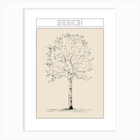 Birch Tree Minimalistic Drawing 4 Poster Art Print