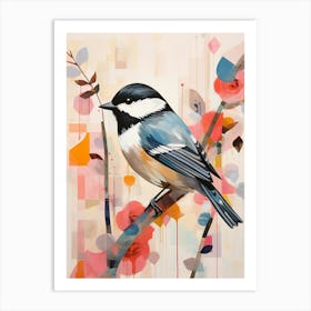 Bird Painting Collage Carolina Chickadee 2 Art Print