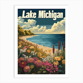 Lake Michigan Vintage Travel Poster Art Print