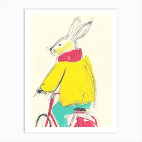 Rabbit On A Bike Art Print