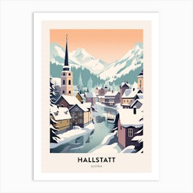 Vintage Winter Travel Poster Hallstatt Austria 3 Art Print