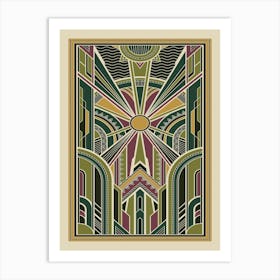 Art Deco Pattern 1 Greens Art Print