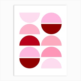 Pink and Red Mid Century Semi Circles Art Print