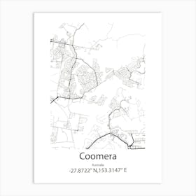 Coomera,Australia Minimalist Map Art Print