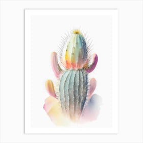 Woolly Torch Cactus Pastel Watercolour 2 Art Print