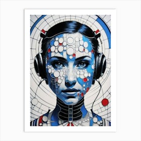 Woman With Headphones 16 Art Print