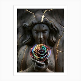 Angel Holding A Rose Art Print