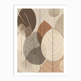 Leaf Pattern Beige Art Print