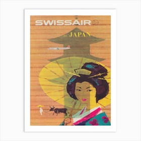 Japan Vintage Travel Poster, Geisha Girl Art Print