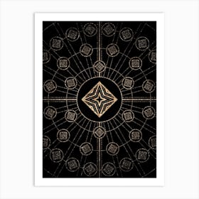 Geometric Glyph Radial Array in Glitter Gold on Black n.0489 Art Print