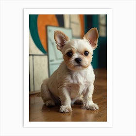 Small Dog Sitting On The Floor Art Print