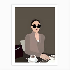 Woman With A Cup Of Coffee Art Print