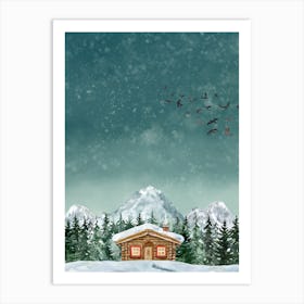 Winter Cabin In The Snow Art Print