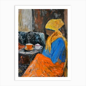 Woman With A Cup Of Tea Art Print