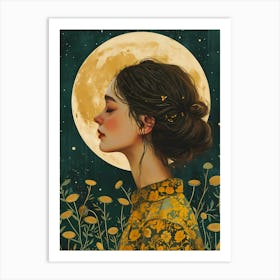 Moonlight girl Art Print