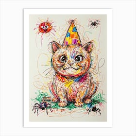 Birthday Cat 3 Art Print