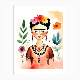 Frida Kahlo Caricature Portrait 1 Art Print